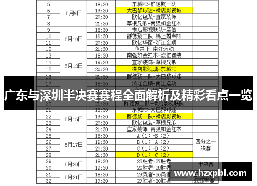 广东与深圳半决赛赛程全面解析及精彩看点一览